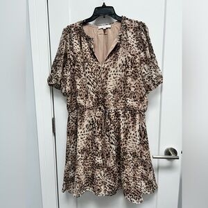 Leopard print LOFT dress w/ drawstring waist